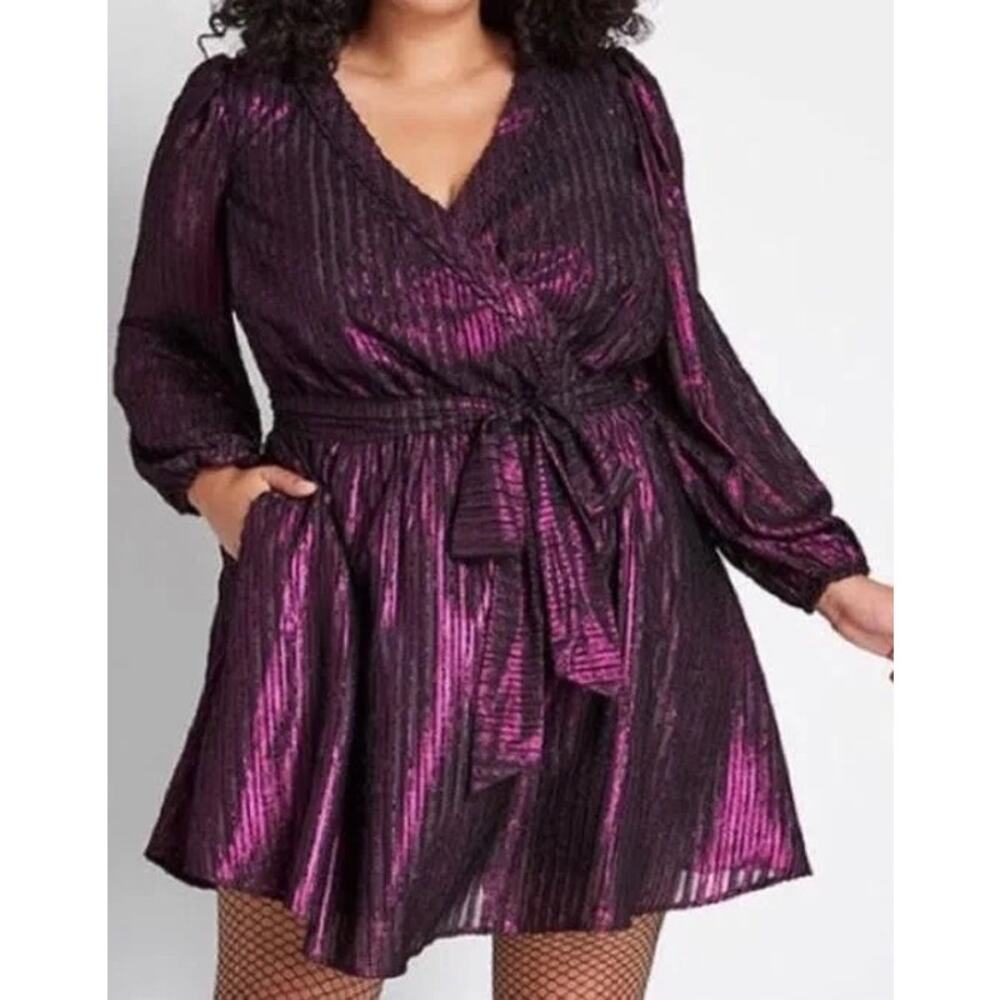 ModCloth Time to Shine Purple Metallic Dress